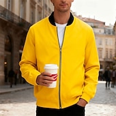 economico Giubbotti Casual-Per uomo Giacca Leggera Giubbotto bomber Giacca Casual Casuale Quotidiano Leggero Tasca Primavera Autunno Semplice Streetwear Elegante Colletto Mao Regolare Blu Nero Giallo Rosso Blu marino Giacca