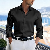 Χαμηλού Κόστους Ανδρικά σατέν πουκάμισα-Ανδρικά Πουκάμισο Σατέν πουκάμισο Επίσημο Πουκάμισο Casual πουκάμισο Πουκάμισο με κουμπιά Πουκάμισο χορού Σκέτο Πάρτι Γάμου Μπλε Απαλό Μαύρο Λευκό Μπλε Ρουά Μακρυμάνικο Πέτο Άνοιξη Όλες οι εποχές