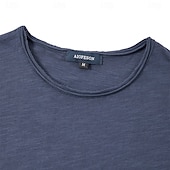 preiswerte Baumwoll-Leinen T-Shirts-Herren T-Shirt T-Shirt aus 100 % Baumwolle Kurze Ärmel Rundhalsausschnitt Sommer Frühling &amp; Herbst Einfach Texture Mode Designer Basic Klassicher Stil Lässig Urlaub Straße Blau Schwarz Weiß Top