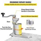 cheap Kitchen Set-Commercial Can Opener, 18.9 Inches Long, Manual Stainless Steel for Cans Up to 11.8 Inches High, Fixed with Clamp or Screws, Ergonomic Rotating Handle and a Spare Blade