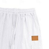 levne Dovolená-Pánské Plátěné kalhoty Kalhoty Letní kalhoty Plážové kalhoty Běžecké kalhoty Šňůrky Elastický pas Kapsa s klopou Pevná barva Pohodlné Prodyšné Denní Venkovní Plážové prázdniny Módní Černá Bílá