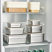 billige Kjøkkenoppbevaring-vakuummatbeholder matvaregodkjent sus304 forseglet matoppbevaringsboks bento lunsjboks for frukt, kjøleskapsikker, lufttett måltidsbeholder (firkantet)