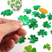  150 db Szent Patrik-napi lóhere konfetti dekoráció, zöld metálfólia lóhere asztali konfetti csillámos szerencsés lóhere lóhere flitter Szent Patrik-napi parti otthoni dekorációhoz, 100 g