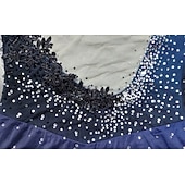 halpa Taitoluistelupuvut-Taitoluistelupuku Naisten Tyttöjen Luistimet Hameet Laivaston sininen Tilkkutäkki Epäsymmetrinen helma Silmukka Spandex Erittäin elastinen Kouluts Kilpailu Luisteluasu Klassinen Kristalli / Strassi