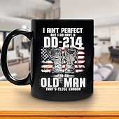 cheap Mugs &amp; Cups-DD-214 Veteran Gift Mug - 'I Ain't Perfect But I Do Have A DD-214 For An Old Man That's Close Enough' Design Proud Veteran Coffee Cup with Patriotic Theme