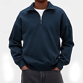 cheap Basic Sweatshirts-Men's Sweatshirt Pullover Hoodie Sweatshirt Quarter Zip Sweatshirt White Purple Standing Collar Plain Quarter Zip Casual Daily Sports &amp; Outdoor Streetwear Cool Sportswear Spring &amp;  Fall Clothing