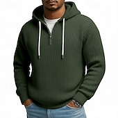 billiga bashuvtröjor för män-Herr Huvtröja Manchestertyg Tröja Huvtröja med dragkedja i Quarter Ljusgrå Huva Slät Dragkedja Strukturerad Ledigt Dagligen Sport &amp; Utomhus Polyester Streetwear Häftig Sportkläder Vår &amp; Höst Kläder