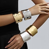 cheap Accessories &amp; Consumables-Samba Accessories Chunky Gold Silver Wide Cuff Bracelets for Women - Polished Metal Statement Banglesl Performance Costume