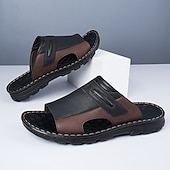 お買い得  メンズ・スリッパ＆フィットフロップ-メンズブラウンアウトドアサンダル - 快適で耐久性があり、調節可能なストラップ付き。ハイキング、トレッキング、カジュアルなアウトドアウェアに最適です。