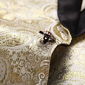 cheap Party Blazer-Men's Blazer Jacket Shawl Collar Fashion Party Luxury Paisley Jacquard Blazer Red Beige Tailored Fit Single Breasted One-button