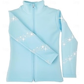 رخيصةأون سترات وصدريات التزلج الفني-جاكيت تزلج على الجليد من الصوف للنساء والفتيات، أسود اللون، مطاطي، مناسب للتدريب والمنافسات، دافئ، مزين بالكريستال/أحجار الراين، بأكمام طويلة، مناسب للتزلج الفني على الجليد