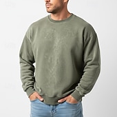 abordables Sudaderas Básicas_-Hombre Sudadera Sudadera Con Capucha Negro Morado Verde Trébol Caqui Café Cuello Barco Cuello Mao Plano De Gran Tamaño Casual Diario Deporte Vintage Ropa de calle Fresco Primavera &amp; Otoño Otoño