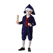  250th Anniversary USA Rococo Baroque Outfits Long Sleeves George Washington Alexander Hamilton Colonial Fancy Dress Boys' Carnival Independence Day 4th of July Kid's Coat Pants Collar