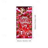 זול שטיחי חופשה-כיסוי לדלת ליום האהבה, דגל חגיגת לב, מושלם לאביזרי צילום, קישוט חגיגי, אידיאלי ליצירת אווירת יום האהבה רומנטית ועיצוב פתח דלת