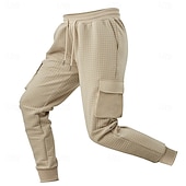 economico Carico-Per uomo Nido d'ape Pantaloni Cargo Joggers Pantaloni Pantaloni casual Multi-tasche Polsino elastico Semplice Comodità Lunghezza intera Casuale Quotidiano All'aperto Vacanza Moda Nero Bianco