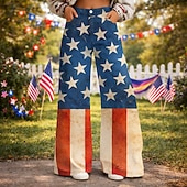  A 250-a aniversare a SUA Retro / vintage Anii 1970 Pantaloni Pantaloni cu picioare largi Hippie Disc Talie Înaltă Costume de fancy Pentru femei Mascaradă 4 iulie Petrecere Ziua Independenței Adulți