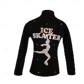 preiswerte Eiskunstlaufjacken &amp; -westen-Eiskunstlauf Fleecejacke Damen Mädchen Eislaufen Jacke Oberteil Schwarz Patchwork Spandex Dehnbar Training Wettbewerb Eiskunstlaufkleidung Thermowarm Klassisch Kristall / Strass Langarm Eislaufen