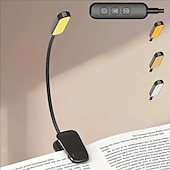 baratos Luzes de leitura-Luz de leitura recarregável, ideal para leitura na cama, equipada com 20 LEDs e função de memória, 3 temperaturas de cor, 5 níveis de brilho, haste flexível, leve e com clipe.