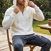 Χαμηλού Κόστους βασικά ανδρικά κουκούλα-Ανδρικά Ζακάρ Φούτερ πουλόβερ με κουκούλα και πουλόβερ Κουκούλα με φερμουάρ Quarter Σομόν Μαύρο Λευκό Πράσινο Ανοικτό Κρασί Με Κουκούλα Σκέτο Κουμπώσου Με Υφή Causal Καθημερινά Αθλήματα &amp; Ύπαιθρος