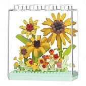 abordables Jusqu'à 30 $-Jeu de construction de fleurs en 4D à monter soi-même, collection de mini-briques florales colorées, kit de construction en plastique ABS sur le thème du jardin, cadeau créatif pour les enfants de 8
