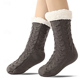 abordables refrigeración calefacción-Calcetines de cachemira ultra gruesos para mujer, calcetines de casa suaves y antideslizantes con agarre, calcetines navideños cálidos y acogedores, calcetines de invierno suaves e inherentes.