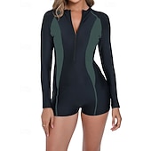 preiswerte One Pieces Rash Guards-Damen Anti UV Shirt Badeanzug Badeanzüge Patchwork Reißverschluss Ultraleicht (UL) UV Schutz Elastisch Langarm Bademode Surfen Schnorcheln Frühling