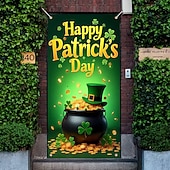 abordables Bannières de Garage et de Porte-Fête de la St. Patrick Affiches Couverture de porte Bannières extérieures pièce d'or Trèfle Mignon 3D Soirée Dortoir Chambre d'adolescents Résidence universitaire Chambre d'amis pour hommes dans une