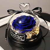 levne kutilské umění-Konzervovaná pravá růže v krásném kreativním designu srdce skleněná kopule růžový dárek pro ni