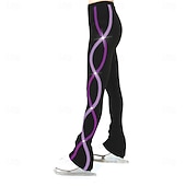 ieftine Pantaloni și colanți pentru patinaj artistic-pantaloni de patinaj artistic pentru femei, fete, pantaloni de patinaj roz, violet, elastici, pentru antrenament, competiție, îmbrăcăminte de patinaj termică și caldă, patinaj artistic