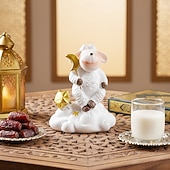 cheap Ramadan &amp; Eid-Ramadan Eid White Sheep on Cloud Resin Decor – Cute Eid al-Fitr Tabletop Ornament, Perfect for Ramadan Kareem Gifts, Home Decor, and Party Display