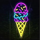Недорогие Декоративные огни-Неоновая вывеска «Мороженое» для украшения стен, с регулируемой яркостью, питанием от USB, светодиодная неоновая вывеска для гостиной, ресторана, магазина мороженого, дня рождения, спальни, бара,