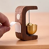 abordables Esculturas-Paquete de 2 timbres magnéticos de madera maciza con ventosa para abrir puertas, alerta de entrada adhesiva inalámbrica con timbre suave para el hogar, la oficina, la tienda y las puertas para