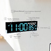 tanie Dekoracyjne światła-nowoczesny cyfrowy budzik LED z dwoma alarmami &amp;miękkie dolne światło, wyświetla czas, datę, dzień tygodnia, temperaturę, 3-stopniowa automatyczna/ręczna jasność, zegar biurkowy zasilany bateryjnie