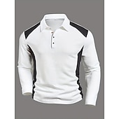 economico Polo classica da uomo-Per uomo Polo Maglia da golf Streetwear Casuale Bavero Manica Lunga Essenziale Moderno Blocco di colori Patchwork Bottoni Primavera Autunno Vestibilità regolare Bianco Polo