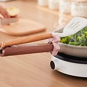 levne Kuchyňská úložiště-2 ks silikonových podpěr na poklici ve tvaru mašle, roztomilý růžový design mašle, bezpečné uchycení lžiček &amp;metly, držák na kuchyňské náčiní, držák na kuchyňské náčiní, prostorově úsporný kuchyňský