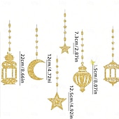 tanie Ramadan i Eid-6 sztuk dekoracji na imprezę Ramadan Eid, wiszące ozdoby w kształcie księżyca i gwiazd, girlandy na islamskie festiwale, wystrój domu na Ramadan Mubarak na obchody święta