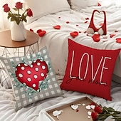 baratos Cuscini, inserti e coperture-Valentine's Day Throw Pillow Cover, Holiday Letter Print Cushion for Sofa, Home Decor, Cozy Decorative Pillow for Living Room, Bedroom, and Office