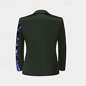 cheap Ring Bearer Suits &amp; Outfits-Kids Boys' Blazer Outerwear Sequin Tree Long Sleeve Pocket Buttons Coat Party Fashion Streetwear Cool Blue Red Purple Spring Fall 4-12 Years
