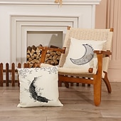 abordables Coussins, inserts et housses-Housse de coussin décorative pour l'Aïd el-Fitr, imprimé croissant de lune sur une seule face, décoration pour les fêtes du Moyen-Orient, coussin polyvalent pour canapé, salon et salle de prière,