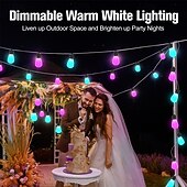 お買い得  スマートライトストリップ-スマートな屋外用ストリングライト、調光可能な LED 電球を備えた RGB 屋外用ライト、IP65 防水、パティオ、裏庭用のシーンモードを備えた色が変わる温白色ライト、アプリ制御