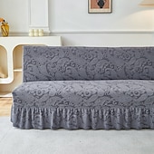 halpa Futon sohva kansi-2 eri kokoa hameen helmatyylinen jacquard-kangas käsinojaton vuodesohvan päällinen sohvan uudenvuoden koristepäälliset joustava suoja joustava penkin päällinen