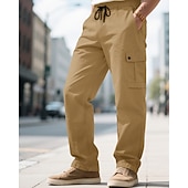 economico Pantaloni cargo-Per uomo Pantaloni Cargo Pantaloni Coulisse Elastico in vita Multi-tasche Tinta unica Antivento Comodità Quotidiano All'aperto Ferie Streetwear Elegante Nero Verde militare