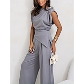 Χαμηλού Κόστους Γυναικείες φόρμες μπλούζας-Γυναικεία Σετ παντελονιών Τοπ μπολερό Αμάνικο Στρογγυλή Ψηλή Λαιμόκοψη Συμπαγές Χρώμα Κομψό Μοντέρνα Κομψό στυλ street Causal Καθημερινά ΕΞΩΤΕΡΙΚΟΥ ΧΩΡΟΥ Σκούρο γκρι Μαύρο Λευκό Καλοκαίρι