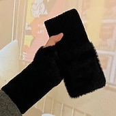 cheap Home Sleeves &amp; Gloves-Autumn Winter Warm Mink Velvet Fingerless Gloves Solid Color Half Finger Gloves for Office Work Writing Daily Wear Cozy Touchscreen Gloves for Men and Women