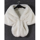 cheap Faux Fur Wraps-Faux Fur Wraps Women's Wrap Elegant Sleeveless Faux Fur Wedding Wraps With Pure Color For Party Fall