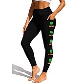  Saint Patrick Femmes leggings de pilates Pantalons de fitness Jambières de gymnastique Poches Droit de timbre Poches Latérales Pilates Salle de sport Entraînement en salle Collants Leggings Bas