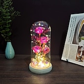 olcso Dekoratív fények-Üveg rózsa örök kristály virág világító rózsák üvegdóm alatt ajándékok nőknek anyának nagymamának feleségnek nővérének