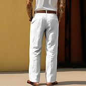 levne podnikání-Pánské Bavlněné plátěné kalhoty Kalhoty Letní kalhoty Volné kalhoty Plážové kalhoty Kapsy Pevná barva Pohodlné Prodyšné Denní Venkovní Plážové prázdniny Módní Černá Bílá Neelastické