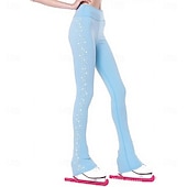 economico Pantaloni e Leggings da Pattinaggio Artistico-pantaloni da pattinaggio artistico da donna e da ragazza, pantaloni da pattinaggio sul ghiaccio, neri, elastici, abbigliamento da pattinaggio per gare di allenamento, termici, caldi, con
