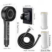 Χαμηλού Κόστους Σετ αξεσουάρ μπάνιου-5 τεμάχια χειροκίνητη κεφαλή ντους υψηλής πίεσης, τέσσερις λειτουργίες ψεκασμού, κεφαλή ντους με σταγόνες νερού ιόντων, επιτοίχια τοποθέτηση, με διακόπτη on/off, φιλτραρισμένο μασάζ ντους με λάστιχο